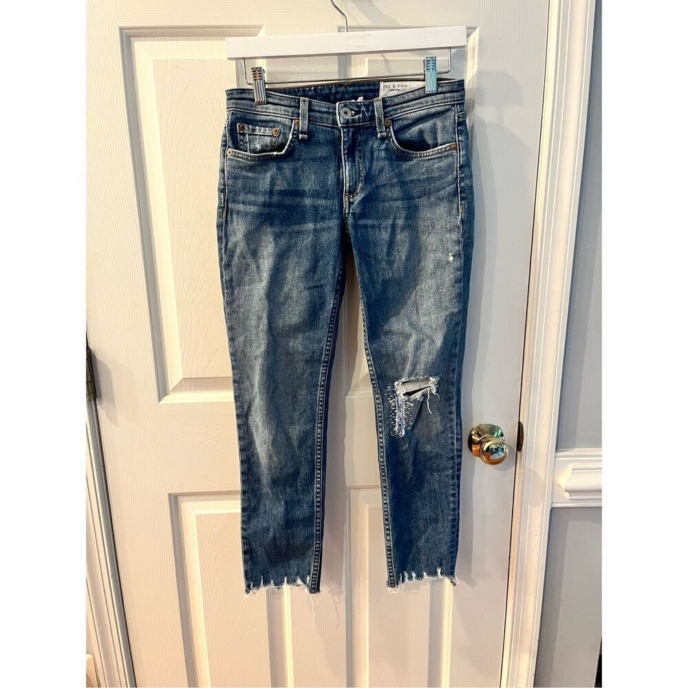 Rag & Bone Dre Low Rise Slim Boyfriend Distressed  Jeans sz 24 EUC